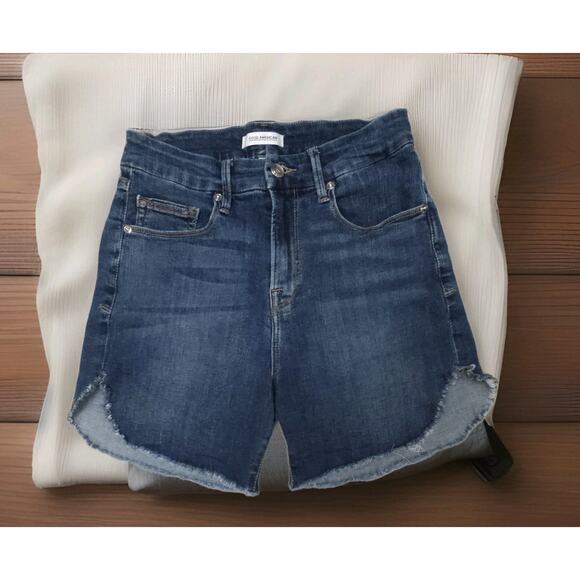 Good American Denim High Waisted Shorts Distressed Cutoff Size 2/26